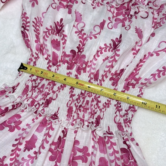 Luisa Positano Giorgio Mini Dress White & Pink Linen Amalfi Coast Italy Inspired - Picture 14 of 16